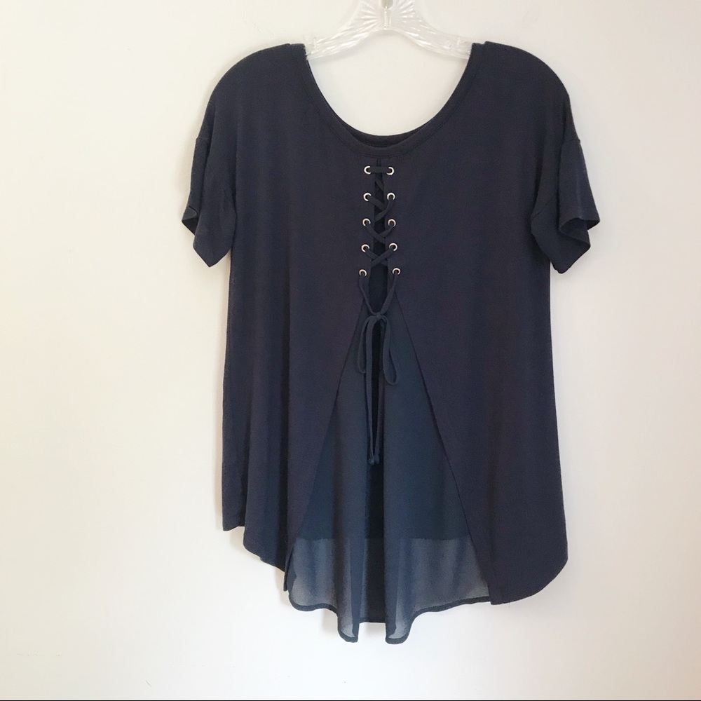 PEBBLE AND STONE shirt Stitch Fix lace up Small